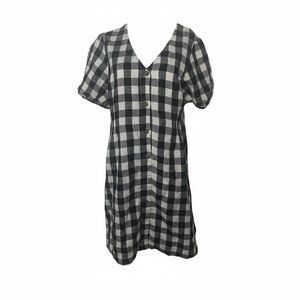 Cottagecore Plaid Dress Soft Grunge Button Front Picnic Summer Dress